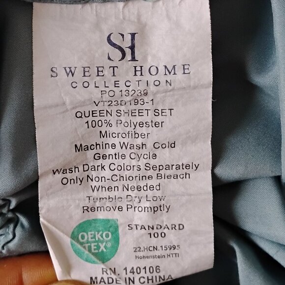 SWEETHOME MICRO FIBER DEEP POCKET QUEEN SIZE 100% POLYESTER DUSTY BLUE SHEET SET - Picture 2 of 3